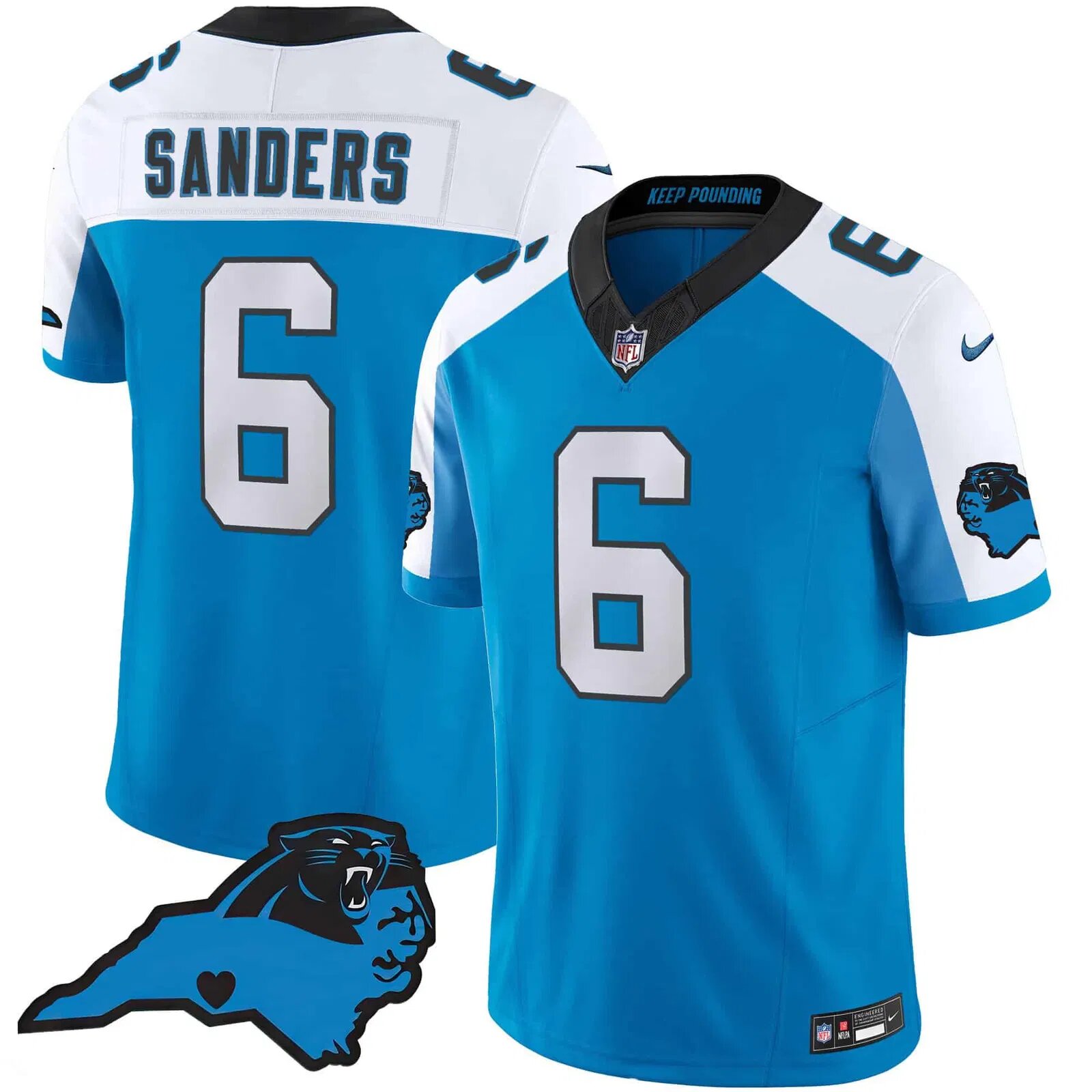 Men Carolina Panthers #6 Sanders Light Blue 2024 Nike Vapor Limited NFL Jersey